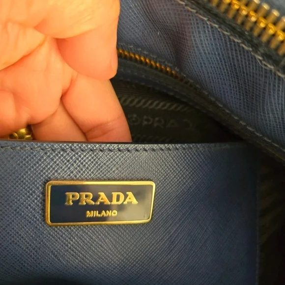 Authentic Prada Navy Blue Leather Tote Bag - Picture 6 of 13
